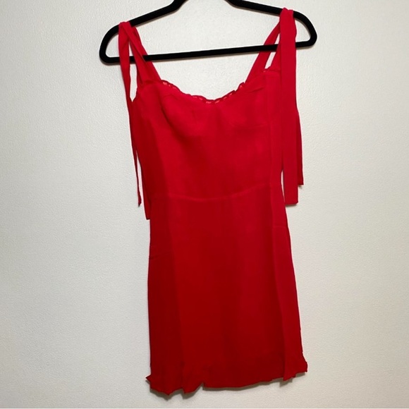 NWOT Reformation Christine Red Chiffon Mini Dress 2 - Picture 9 of 14